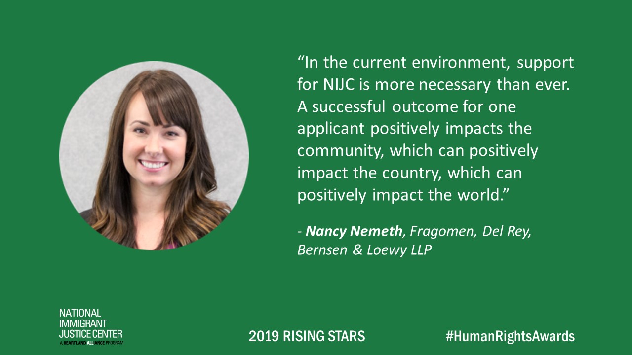 Image with picture of and quote from Nancy Nemeth, 2019 Rising Star